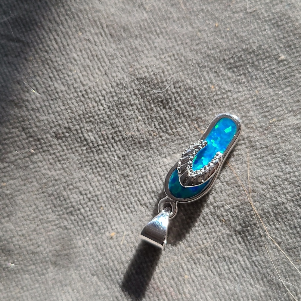 2/$22 Silver 925 Blue Flip Flop Pandora Style Charm